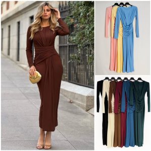 VESTIDO MAXI MANGAS LARGA TALLA UNICA VARIEDAD DE COLORES