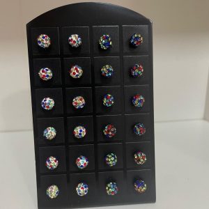 Pendientes de bola con cristales multicolor