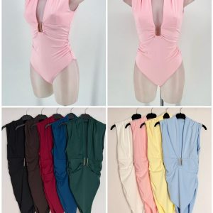 Body Escote Pronunciado con Drapeado y Hebilla