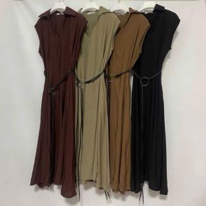 VESTIDO CAMISERO MIDI SIN MANGAS CON CINTURÓN