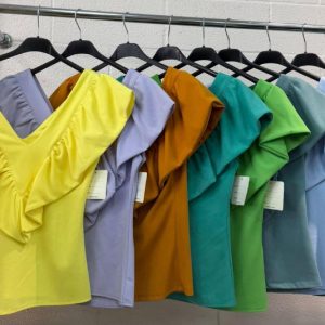 Top o blusa sin mangas con volantes talla única