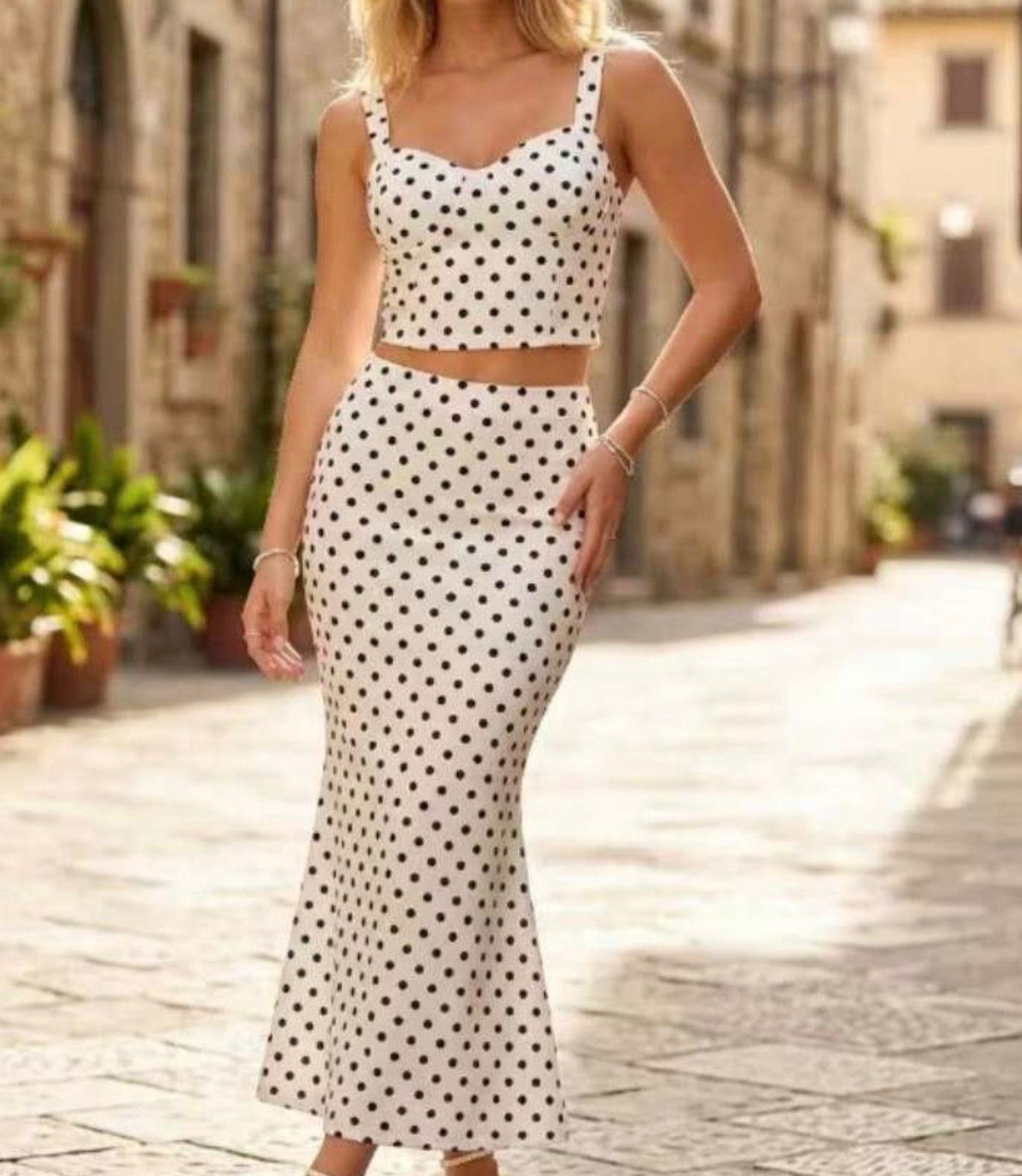 Conjunto de dos piezas estampados de lunares talla Ășnica - Imagen 2