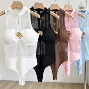 Body texturizado con cuello halter talla única