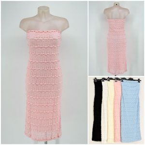 Vestido midi tipo palabra de honor talla única