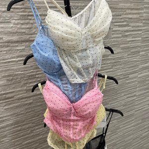 Corsé o corpiño de malla con estampado de lunares talla única