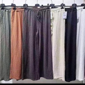 Pantalón pierna ancha y tiro alto talla única