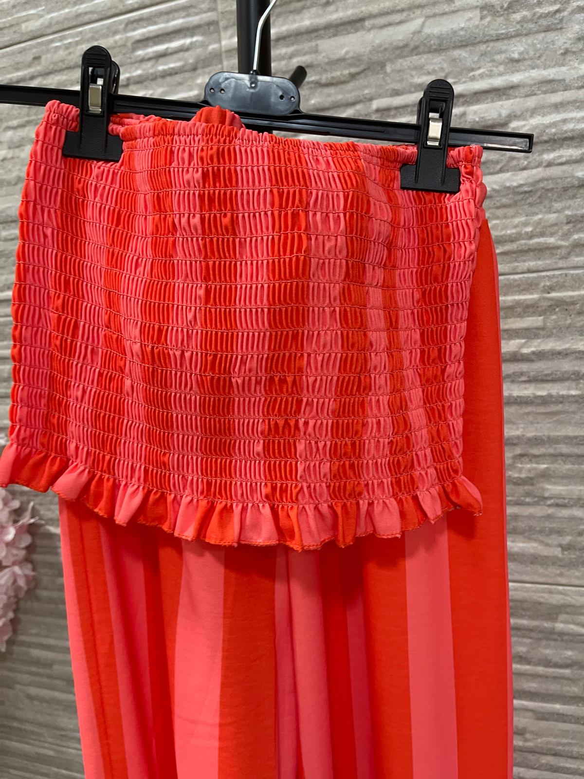 Conjunto de dos piezas de top palabra de honor y pantalón palazzo de rayas talla única - Imagen 2